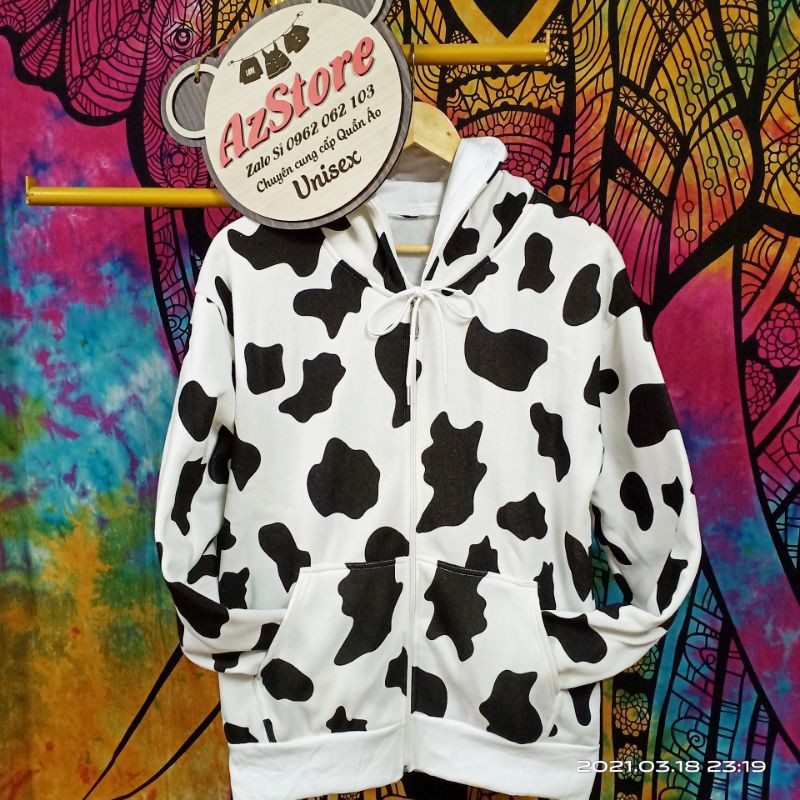 🐾🐄(Có Video thật)🐄❤ áO Khoác Hoodie Nam Nữ Unisex - Nỉ Bông in 3D Bò Sữa Dây Kéo/Chui bao Hot