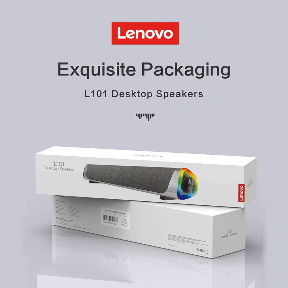 ◊Lenovo L101 Loa máy tính, âm thanh có dây, Kết nối USB và hỗ trợ Aux Soundbar mini để bàn cho PC, ĐTDĐ, tính bản