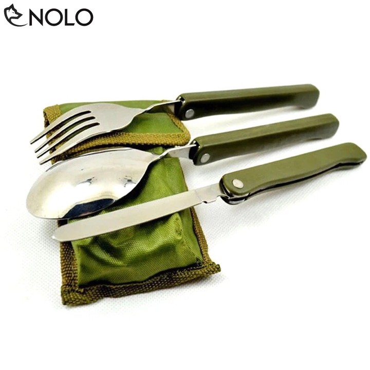 Bộ Muỗng Nĩa Du Lịch Dã Ngoại Fork Knife Kiểu Quân Đội