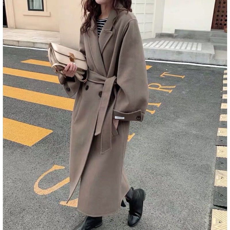 Áo choàng dạ dáng dài cổ vest có đai Ulzzang siêu xinh ❤️