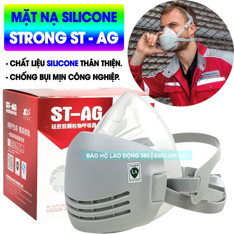 [CHÍNH HÃNG] Mặt Nạ Chống Bụi Silicone STRONG ST-AG + Bông Lọc STRONG Cao Cấp Chống Bụi Mịn PM 0.3