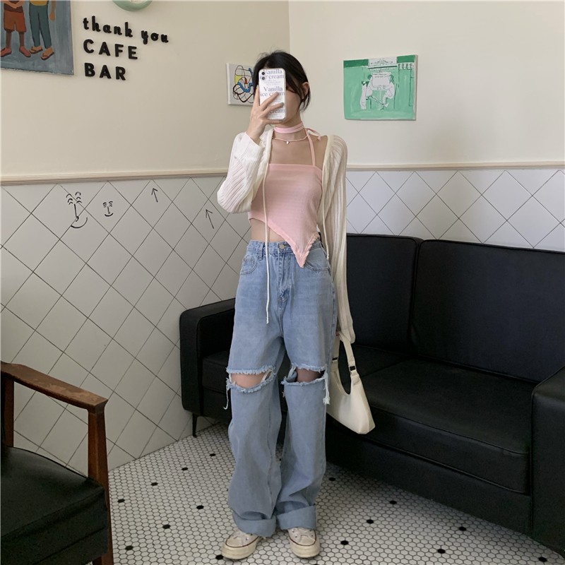 SET ÁO YẾM NỮ + ÁO KHOÁC LEN 1/2 DÀI TAY ULZZANG | BigBuy360 - bigbuy360.vn