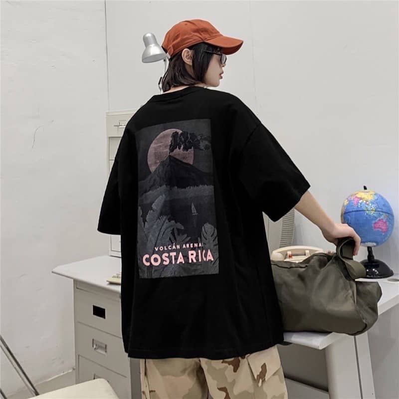 Áo Thun Tay Lỡ Unisex COSTA RICA màu ĐEN/TRẮNG 🦋/Nam nữ unisex