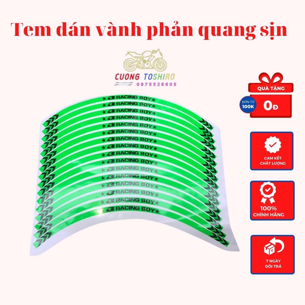 Tem dán vành phản quang chính hãng 3M siêu mạnh dán mọi dòng xe kiểu màu xanh đỏ trắng vàng chống nước