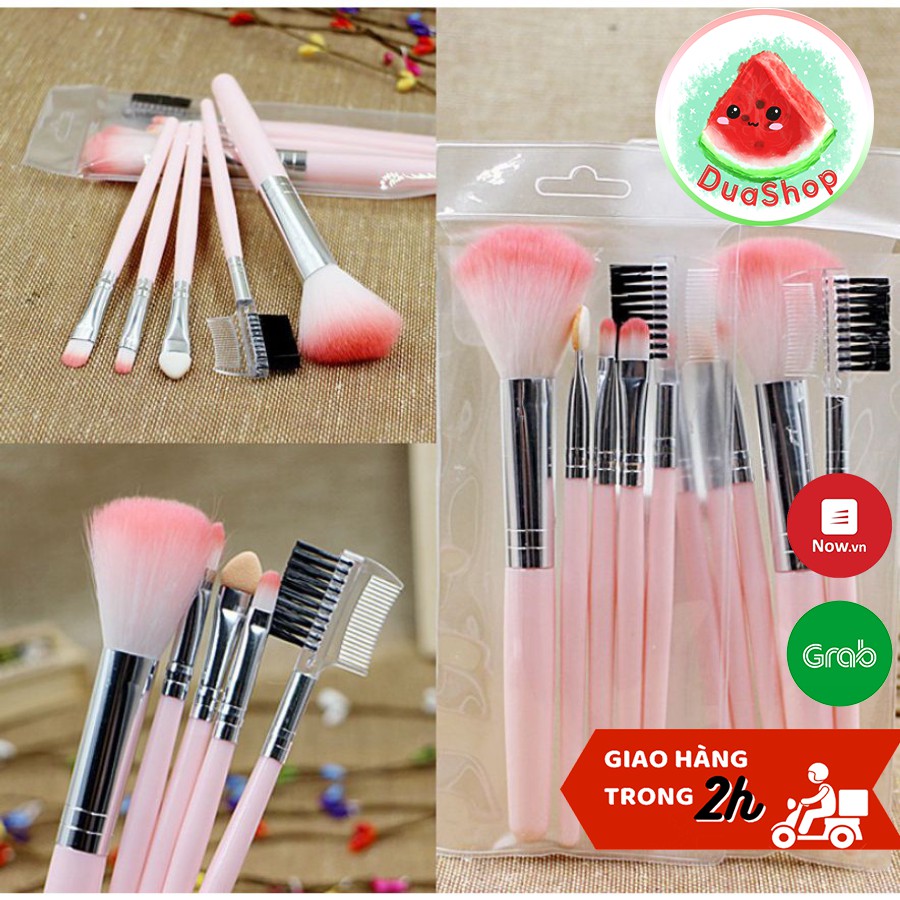 Bộ cọ trang điểm 5 món màu hồng - Cọ trang điểm mini bỏ túi  🍉Duashop🍉