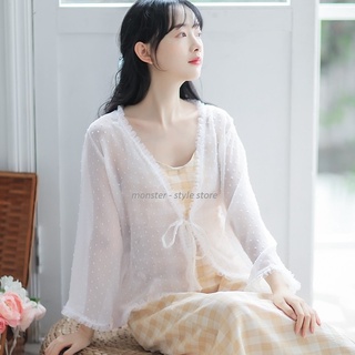 Áo khoác voan viền ren cardigan mỏng tiểu thư vintage nhẹ nhàng