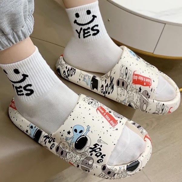 Dép bánh mì nam nữ họa tiết Space "Have a nice day" cực phẩm 2022