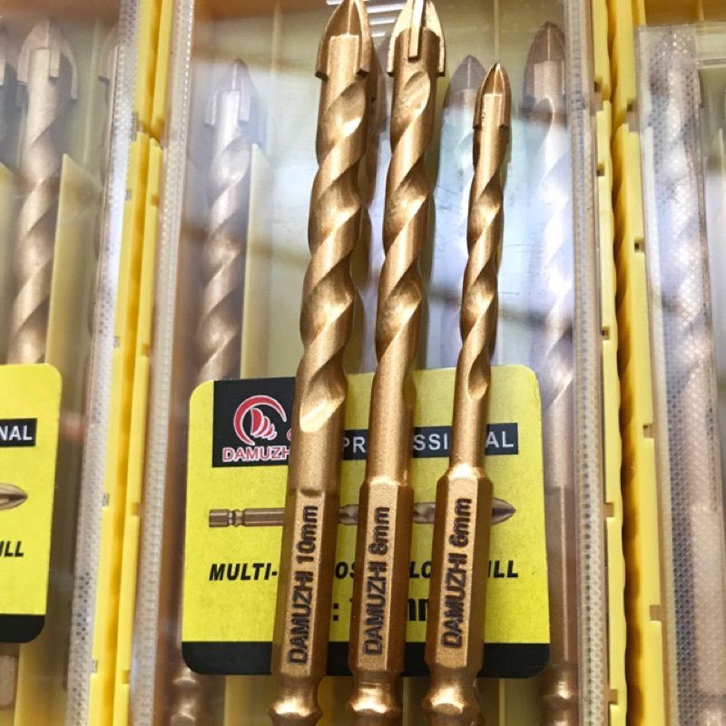 MŨI KHOAN ĐA NĂNG 4 CẠNH CHỮ THẬP 8MM  Damuzhi  LOẠI TỐT MÀU VÀNG