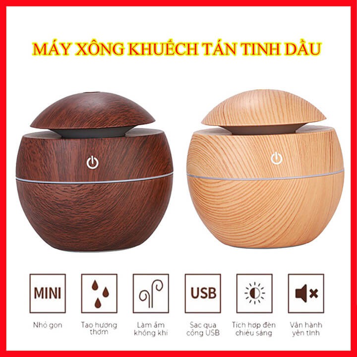 Máy xông tinh dầu khuếch tán tinh dầu phun sương tạo ẩm vân gỗ