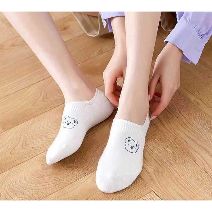 Set 10 Đôi Tất Hài Nữ Trắng Mix Hình