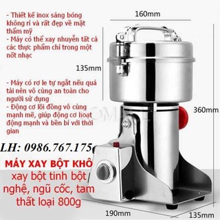 <Sale 25%> Máy xay bột gạo khô, đậu xanh, đậu đỏ, lạc thành bột mịn 800g