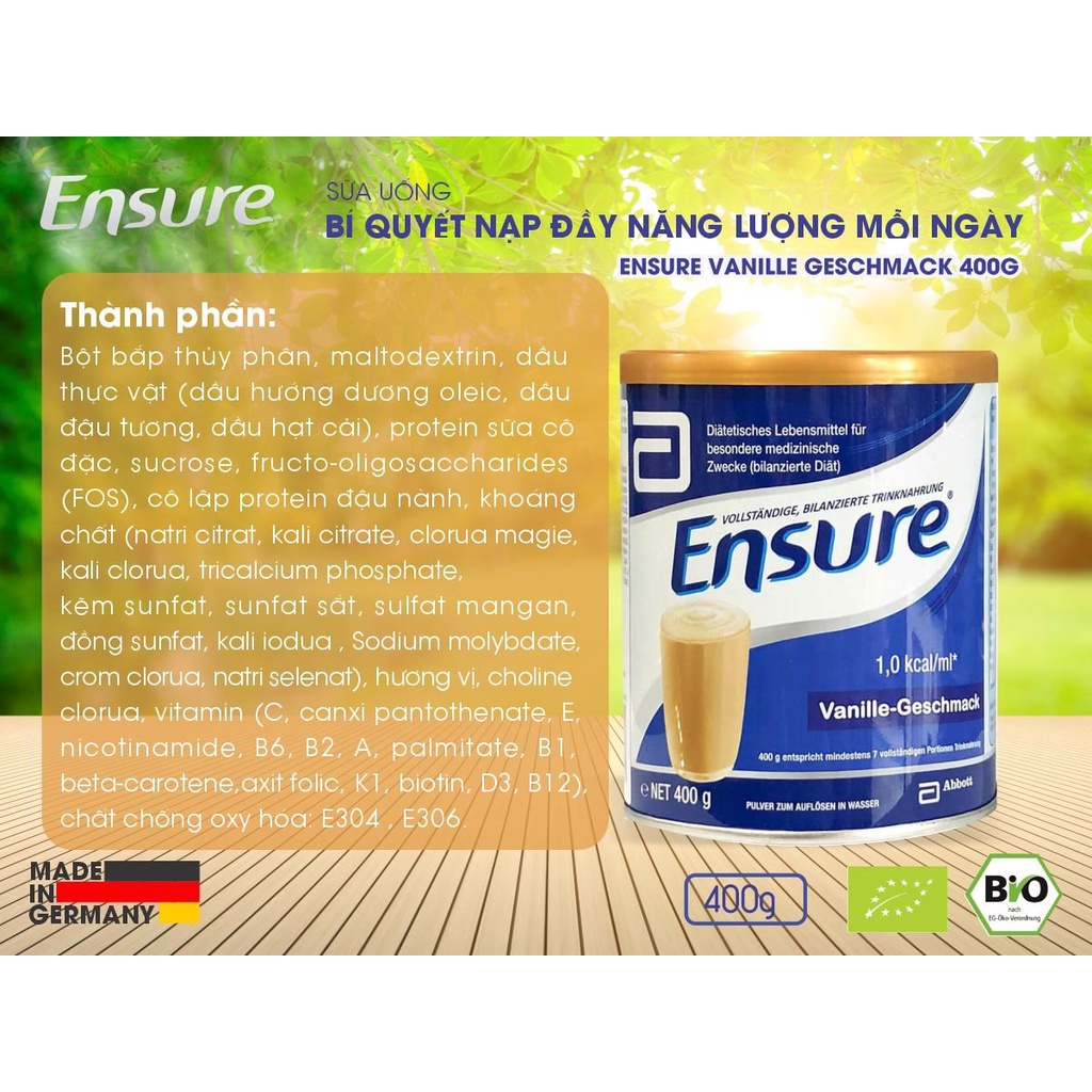 Sữa ensure Đức ENSURE VANILLE  - Date T3/2024 , vận chuyển đường bay 100%