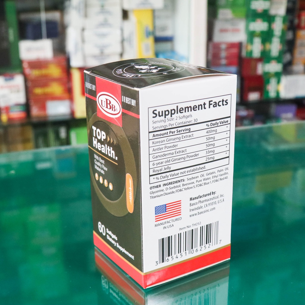 Top Health UBB, nâng cao sức khỏe và giúp làm giảm tình trạng mệt mỏi ( hộp 60 viên - hàng nhập khẩu )
