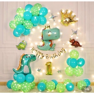 (Inbox số tuổi)  Set bóng bay trang trí sinh nhật khủng long