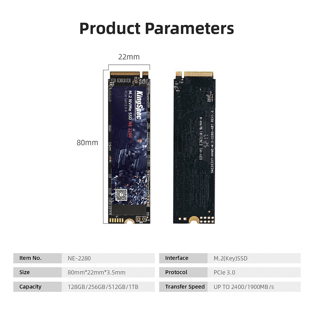 Ổ cứng SSD M2 NVMe KingSpec 128Gb 256Gb 512Gb 1Tb M.2 PCIe | NX series NE 2280 | BigBuy360 - bigbuy360.vn