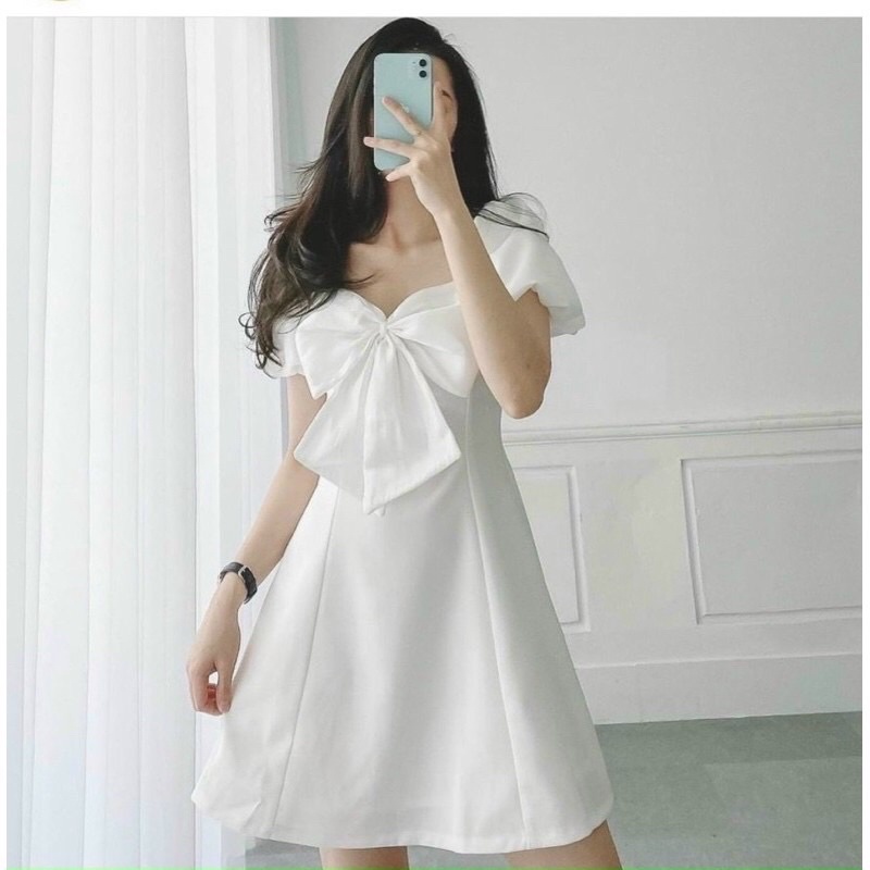 CAMELLA DRESS ( Đầm trắng xoè nơ ngực )