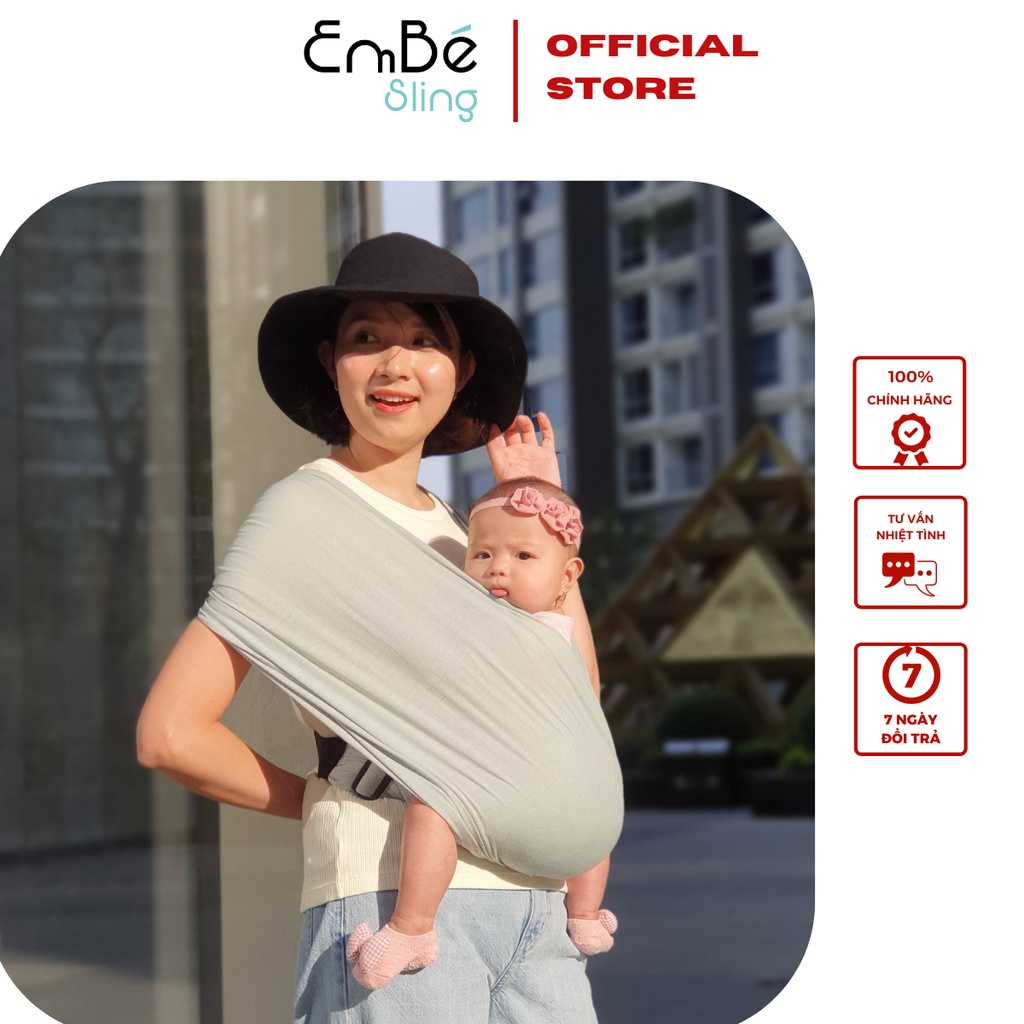 Địu Vải EmBé Sling Dòng Flex Và Flex Plus Màu Olive Cho Bé Từ 0 Đến 24 Tháng Tuổi