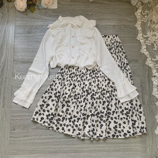 Chân váy hoa daisy dập ly ( hình thật )