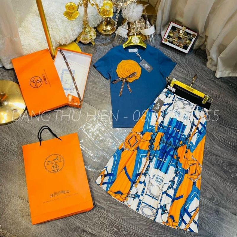 Chân váy hoạ tiết dáng dài hàng QC