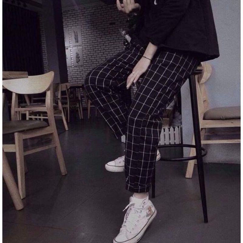 [Hình thật] quần sọc caro plaid pants nam nu Unisex