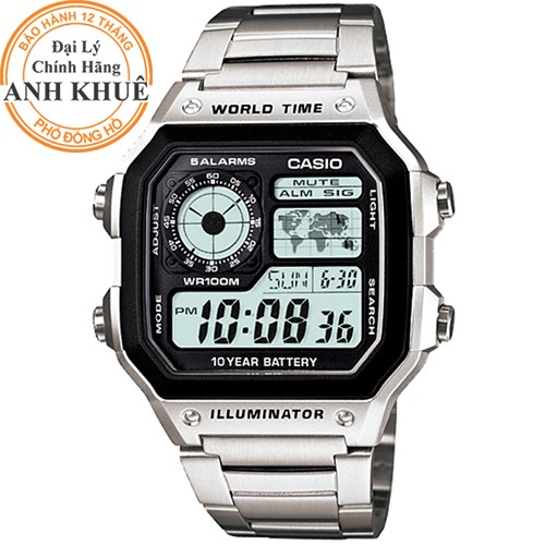 Đồng hồ nam dây kim loại Casio chính hãng Anh Khuê AE-1200 AE-1200WHD-1AVDF