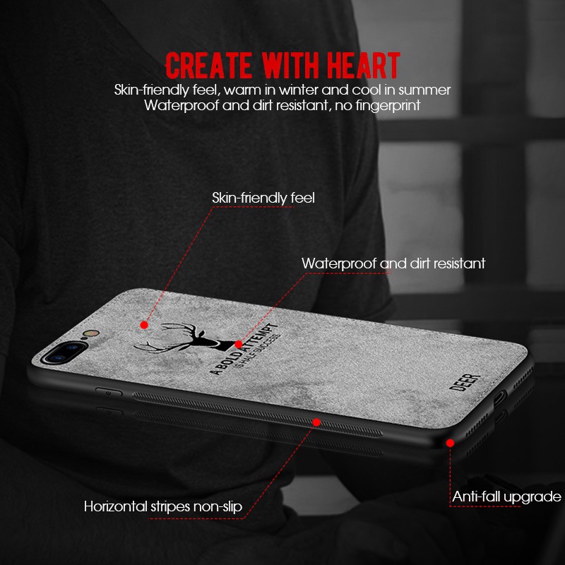 Ốp điện thoại TPU mềm bảo vệ in nổi họa tiết hươu cho iPhone 6 6s 7 8 Plus X XS MAX
