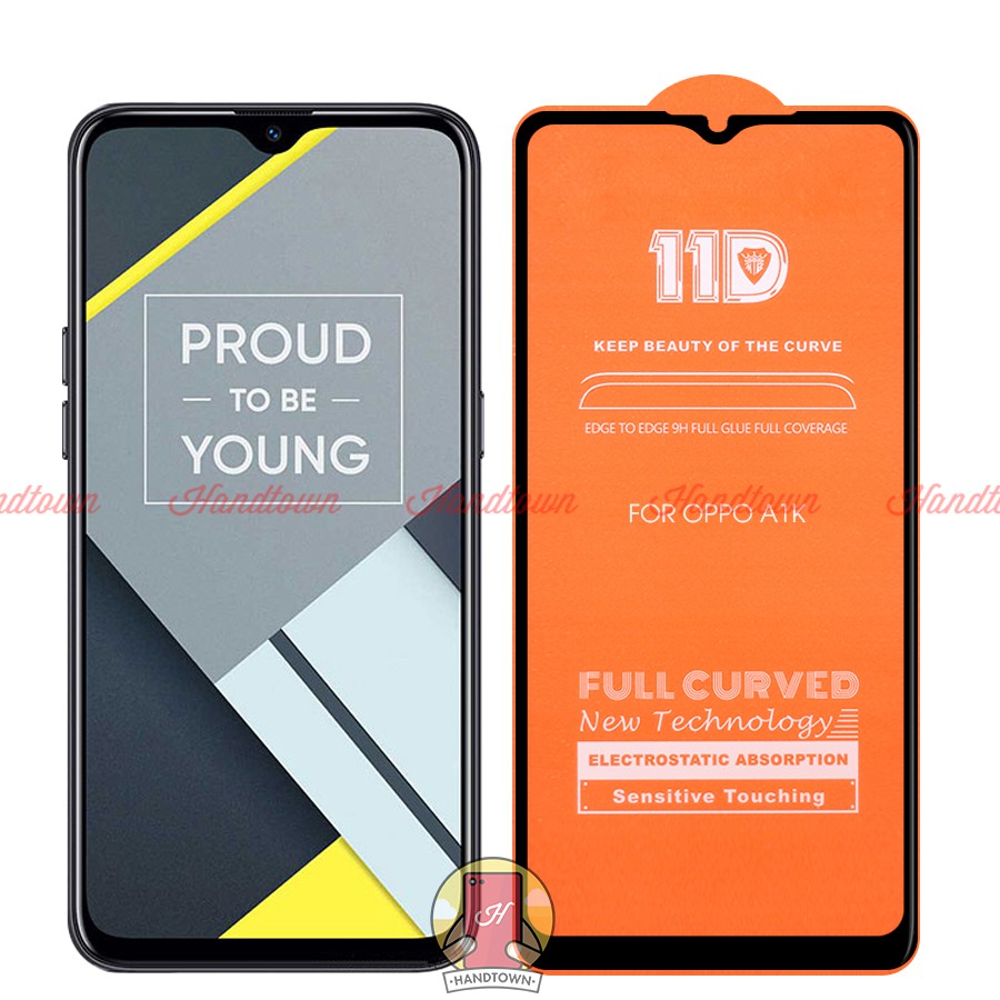 Kính Cường Lực 11D Realme C2 / Oppo A1k Full Màn Đen MIETUBL