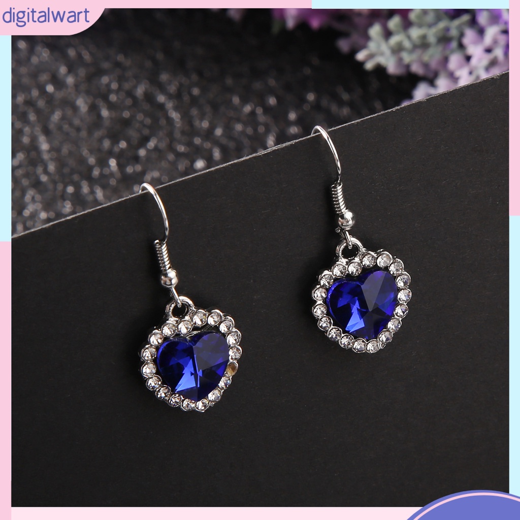 Khuyên tai hình trái tim đính đá thanh lịch cho nữ