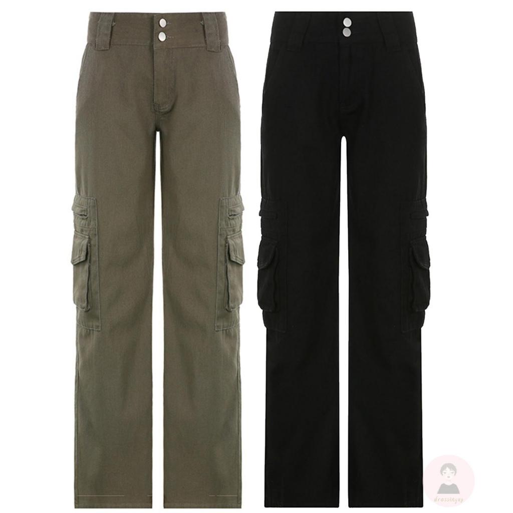 Quần Jeans Lưng Cao Dáng Rộng Màu Sắc Trơn Phong Cách Hip Hop Cho Nữ