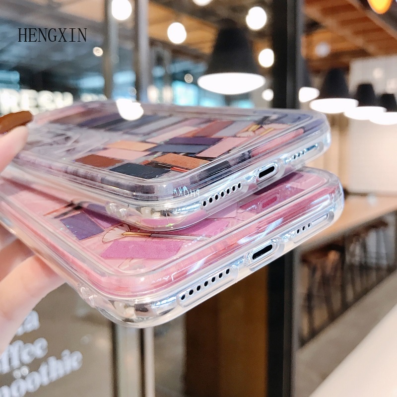 Ốp Điện Thoại Chống Sốc In Hình Bảng Phấn Mắt Có Nước Kim Tuyến Lấp Lánh Cho iphone 11 12 13 14 pro max xsmax xr