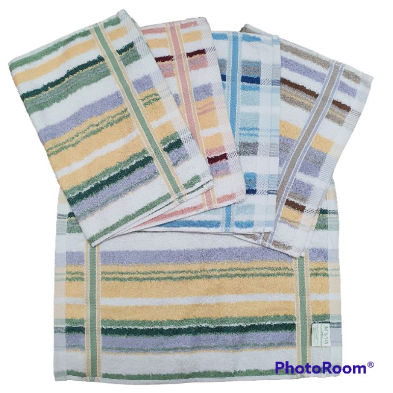 Khăn mặt, khăn tay sọc HAI VAN 28×40cm 100% cotton thấm hút nước tốt, bền màu, không xù