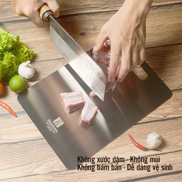 COMBO 2 Thớt inox 304 cao cấp kháng khuẩn Foodcom008 size 300*230mm chống ẩm mốc độc hại - GIÁ ƯU ĐÃI