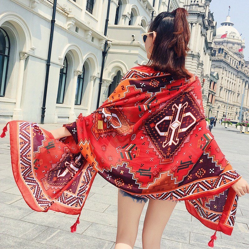 Khăn Choàng Boho Vintage Cao Cấp ( Ảnh thật khách hàng )