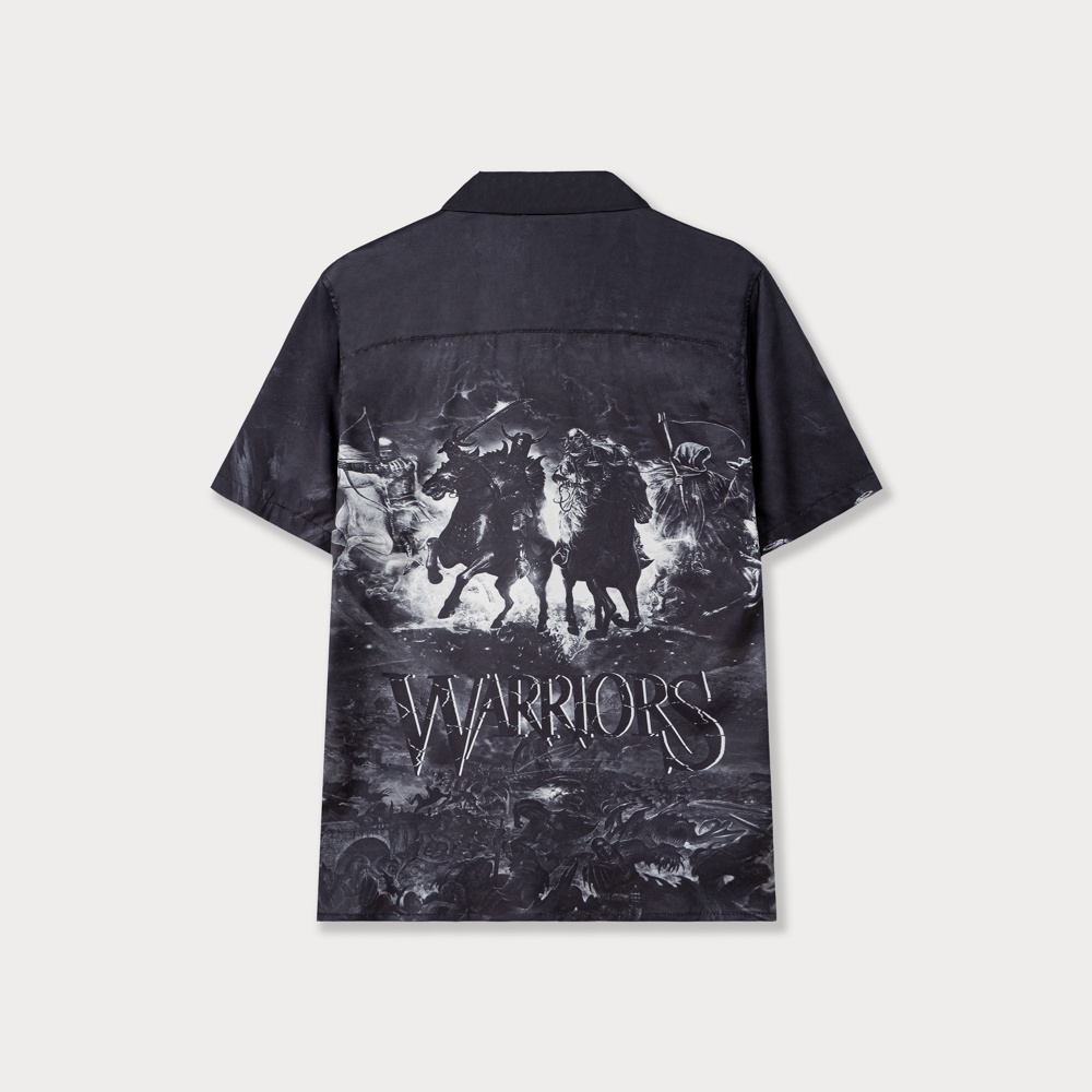 Áo sơ mi ngắn tay Dewens, vải lụa chéo nhập khẩu chống nhắn thoáng mát, hoạ tiết WARRIORS - Dewens Cuban Shirt