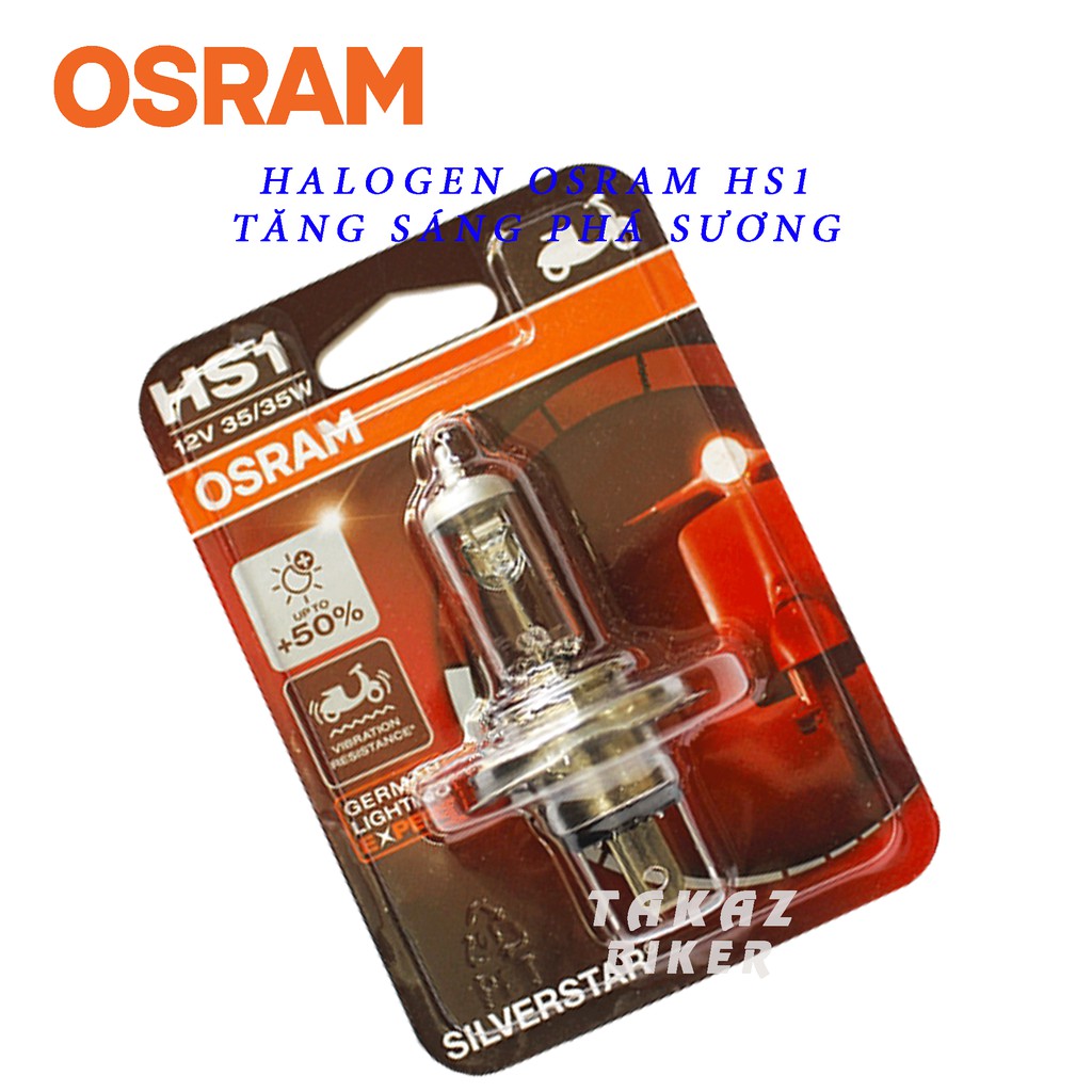 Bóng đèn HAL OSRAM HS1 Air Blade, Wave RS , Exciter , Vison tăng sáng vĩ đỏ +50% tăng sáng 64185SVS-01B 35/35W 12V