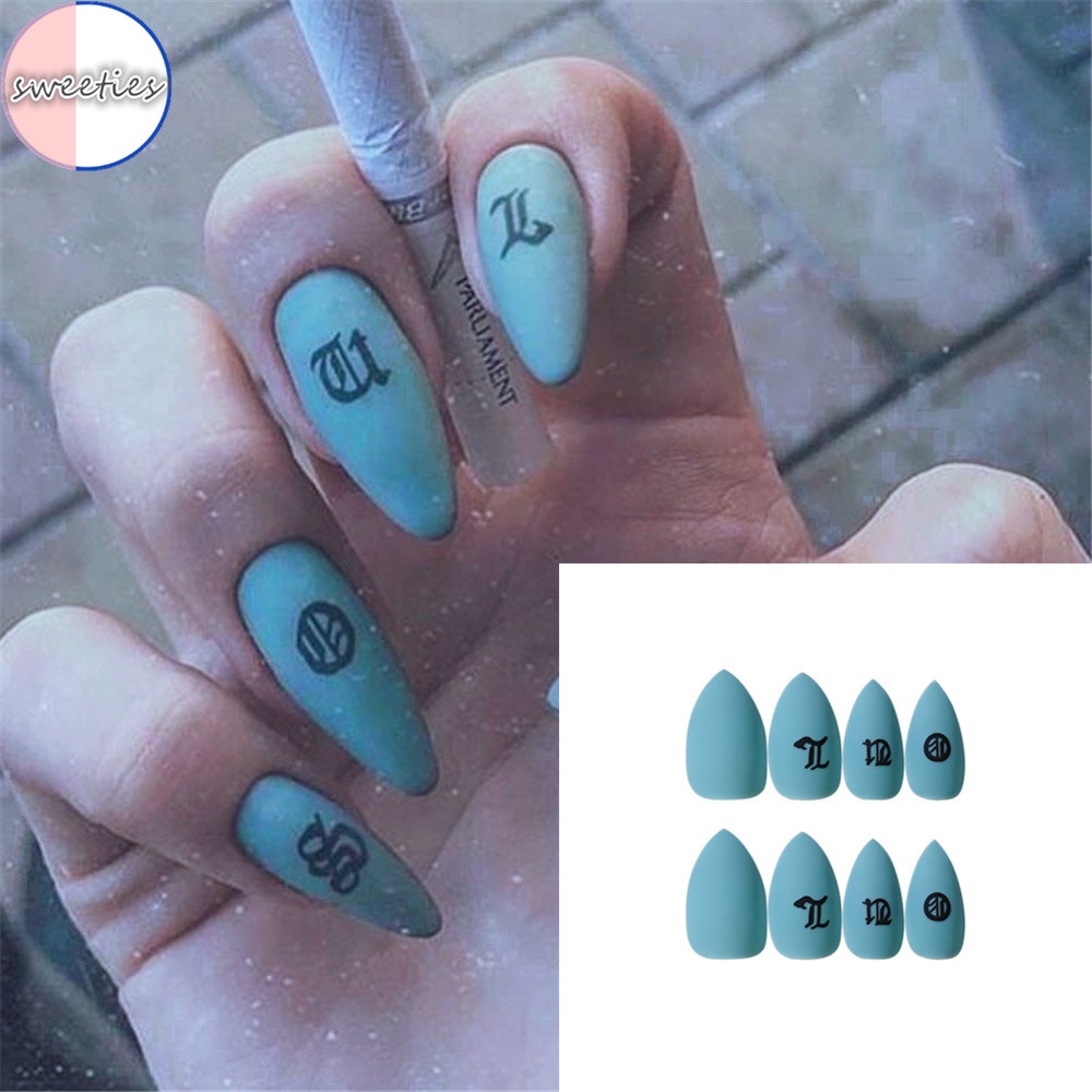(Hàng Mới Về) Set 24 Móng Tay Giả 3d Chống Nước Kèm Keo Dán Tiện Dụng