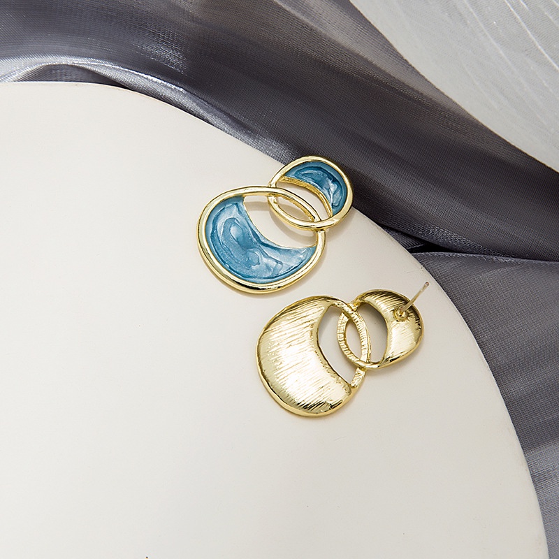 Ocean blue brown Bông Tai Kim Xỏ Lỗ Cá Tính Dành Cho Nữ