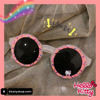 Mắt kính mát cao cấp hình Mèo Hello Kitty tròn màu hồng lợt cho trẻ em, bé gái - (Disney) - 45NMKKTBANHL