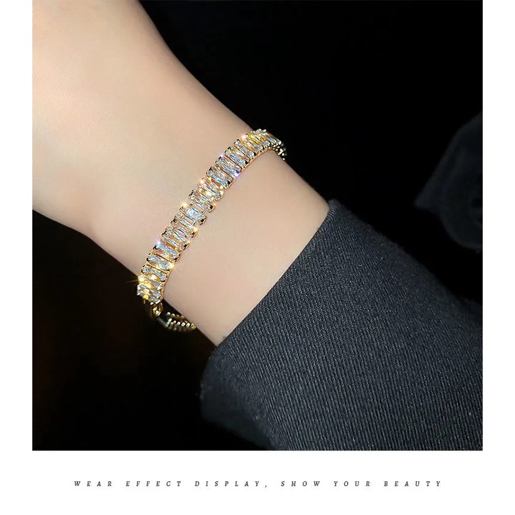 Lắc tay nữ, vòng tay nữ đính đá lấp lánh phong cách Hàn Quốc HNYJewelry LT02