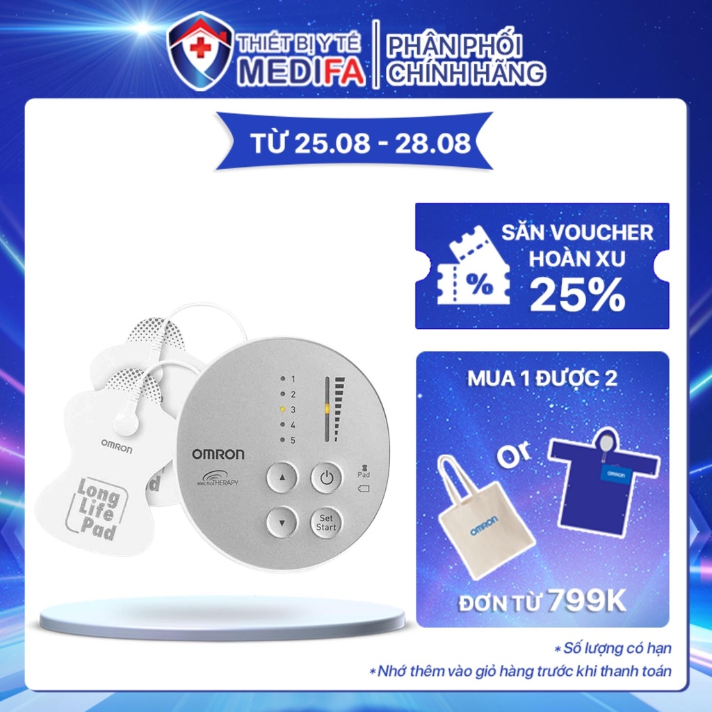 Máy massage xung điện Omron HV-F013 trị liệu 5 vùng cơ thể với 10 cường độ cao thấp | Chính hãng | Bảo hành 2 năm