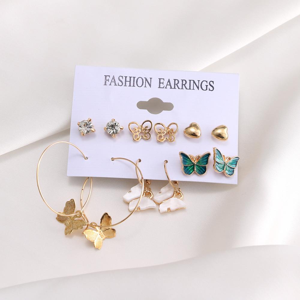 WONDER Set 6 Đôi Bông Tai Ngọc Trai Giả Phong Cách Hàn Quốc