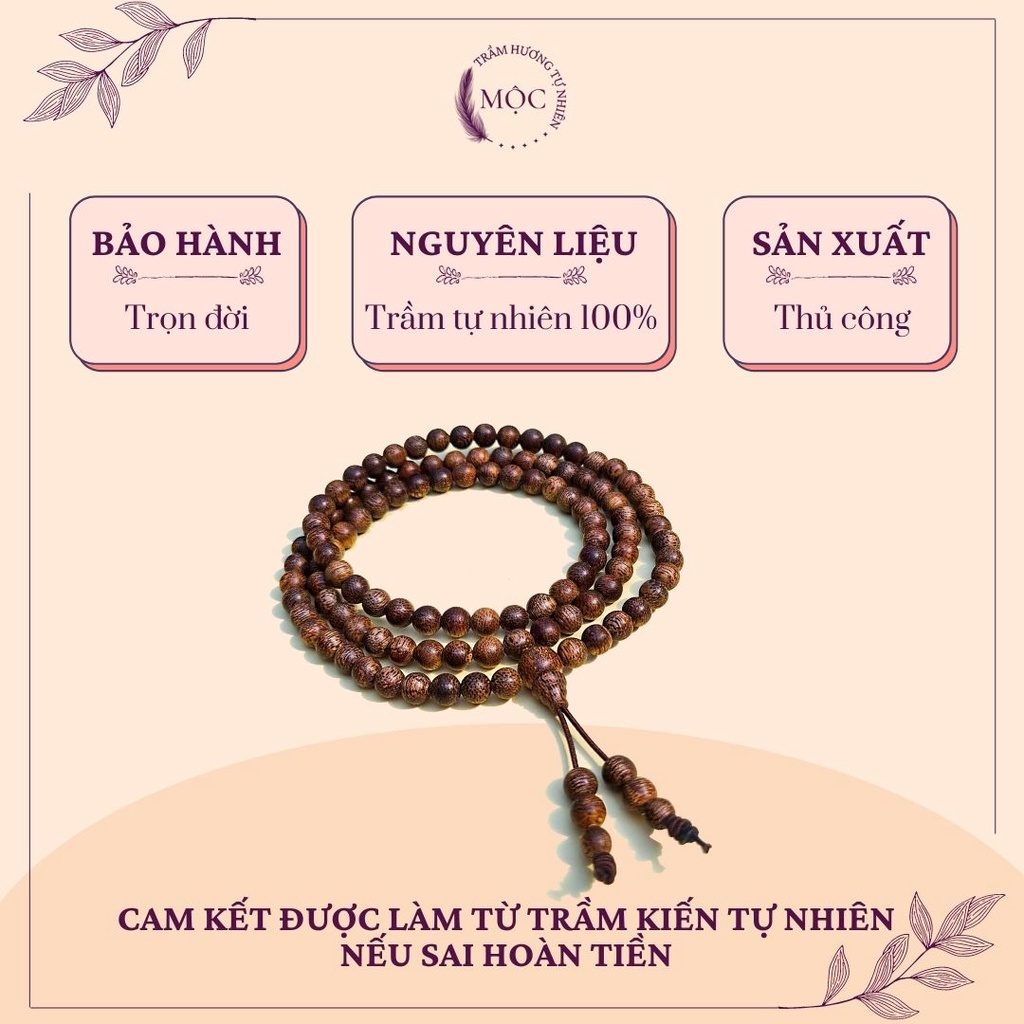 Vòng Phong Thủy Tự Nhiên 100% - Vòng Đeo Tay Trầm Hương 108 Hạt Nam Nữ Thời Trang