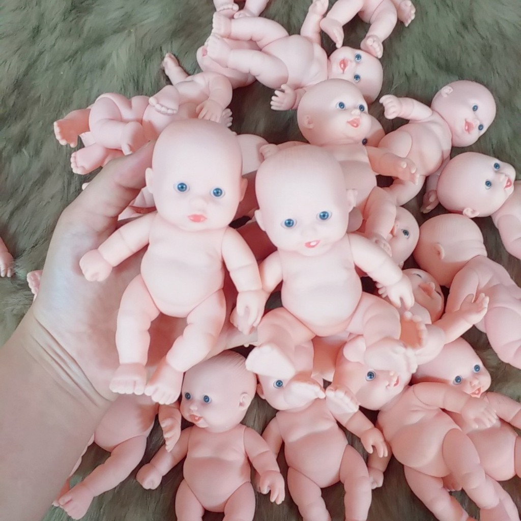 Búp Bê Sơ Sinh Nhựa 12 cm Mắt 3D - Cute Baby Dolls 5 inch
