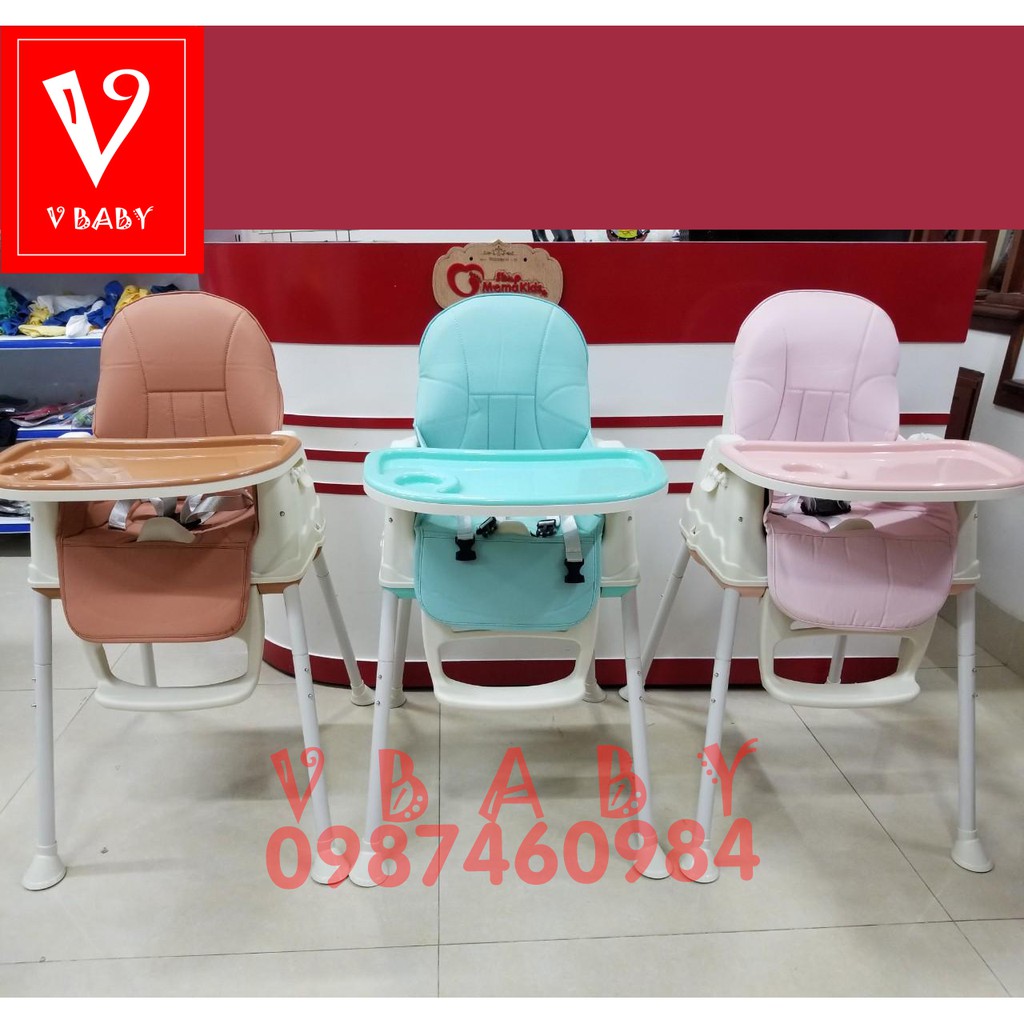 GHẾ ĂN DẶM HANBEI CHO BÉ 3IN1 ĐẦY ĐỦ BÁNH XE, ĐỆM & Ghế ăn dặm V-Baby GA001