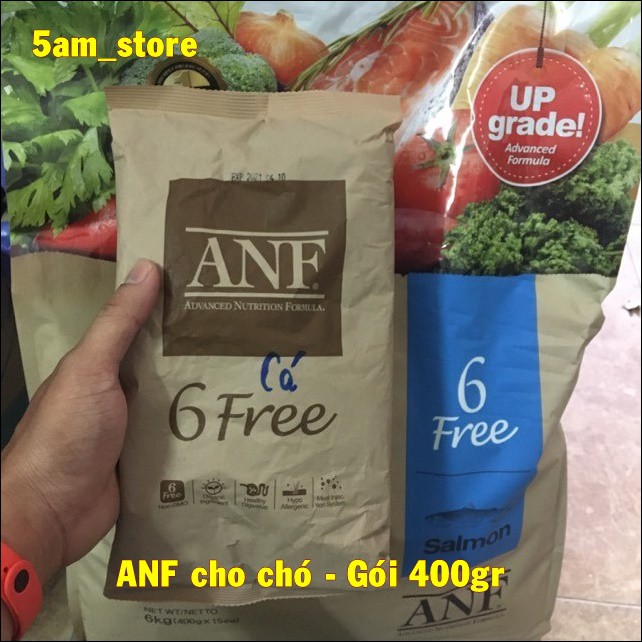 Hạt ANF cho chó lớn hơn 6 tháng tuổi 6Free Organic túi 1kg, Vị Vịt, Vị Thịt Cừu, Vị Cá Hồi