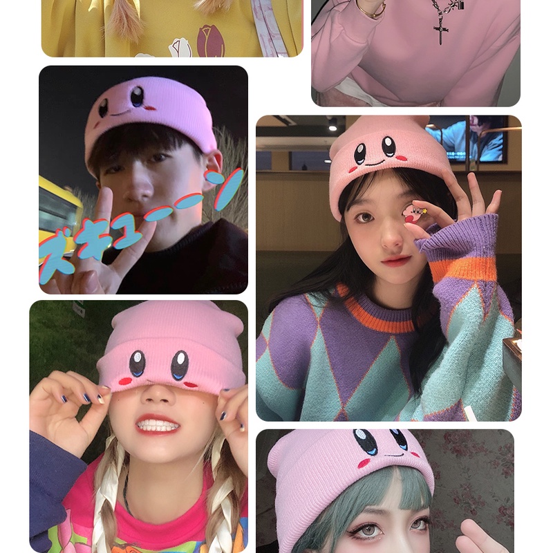 Mũ Len Giữ Ấm Màu Hồng Dễ Thương Thời Trang Thu Đông Cho Nữ