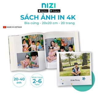 [E-voucher] In sách ảnh theo yêu cầu bìa cứng 20 trang 20 x 20cm, In 4K siêu nét trên app NIZI