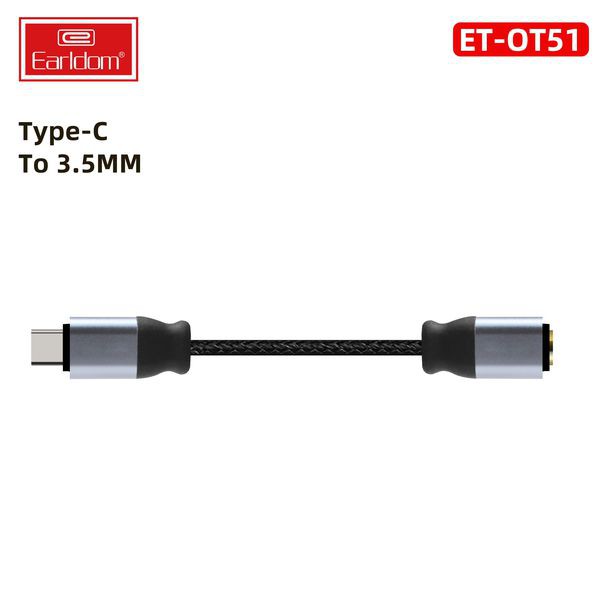 (Hỗ Trợ Nghe Gọi) Jack Chuyển Từ Type- C Sang 3.5mm Earldom OT51 - Hàng Chính Hãng