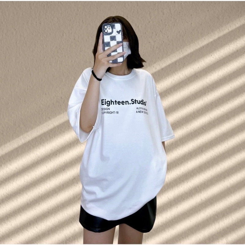 Áo thun phông nam nữ PINK tay lỡ form rộng EIGHTEEN STUDIO Unisex