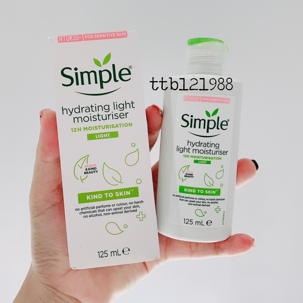 Kem Dưỡng Ẩm Không Mùi Simple Kind To Skind Hydrating Light Moisturiser 125ML